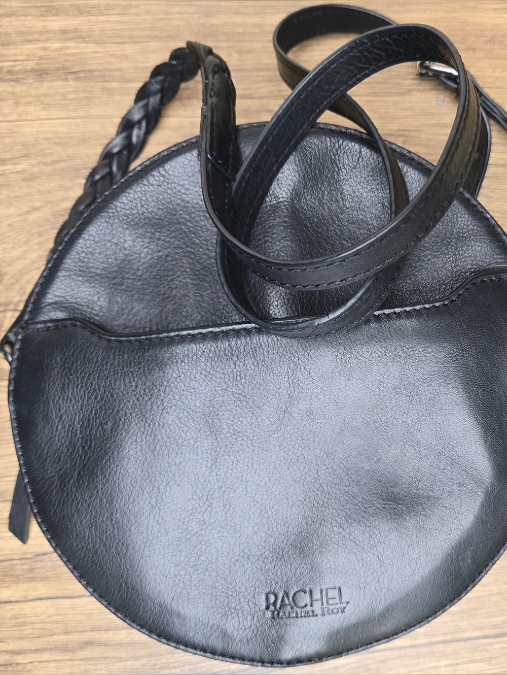 Rachel Roy Black Circle Round Vegan Leather Crossbody - Picture 3 of 15